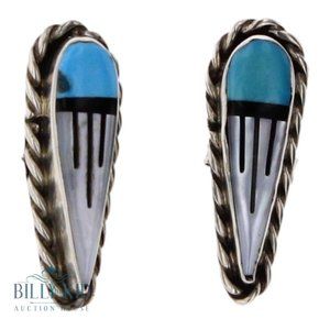 Vintage Zuni Sterling Silver and Inlay Earrings